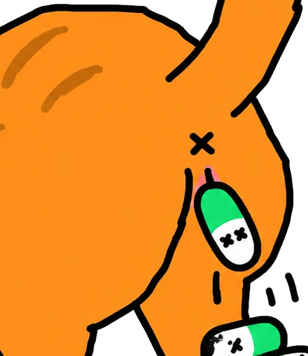 tail straight up, a single pill on the way out